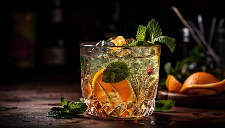 Refreshing Absinthe Cocktail with Mint and Lime