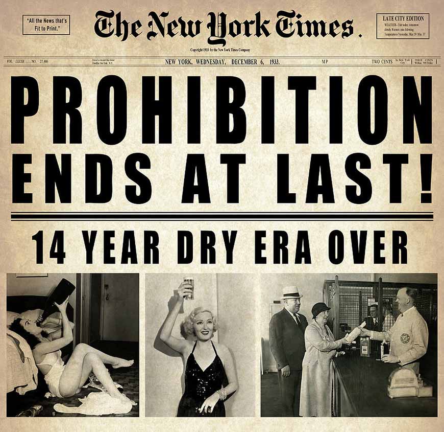 Newspaper - Prohibition Ends in The United States