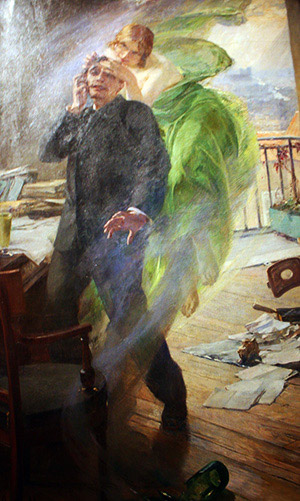 Green Muse (depicting a poet being overcome by absinthe) by Albert Maignan Green Muse Painting by Albert Maignan