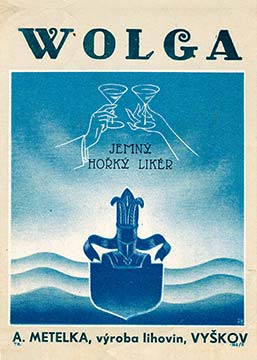 Original Label of Wolga Bitter Liqueur Original Label of Wolga Bitter liqueur