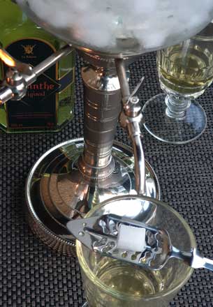 Detail of Traditional Absinthe Fountain with Glasses