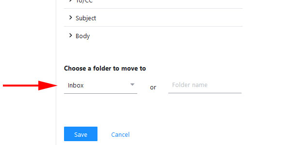 Choose a Folder To Move To Yahoo! Mail Settings